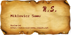 Miklovicz Samu névjegykártya